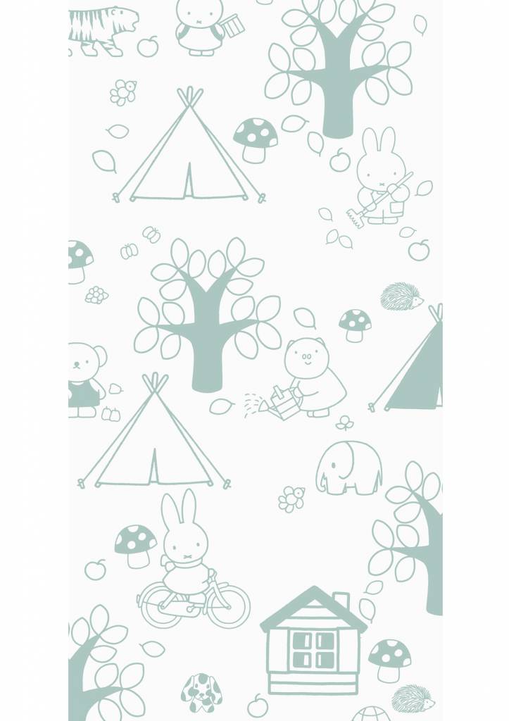 media image for Miffy Outdoor Fun Kids Wallpaper in Green by KEK Amsterdam 281