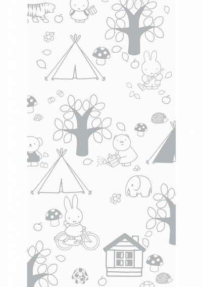 product image for Miffy Outdoor Fun Kids Wallpaper in Grey by KEK Amsterdam 20