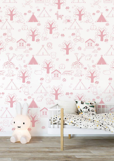 product image for Miffy Outdoor Fun Kids Wallpaper in Pink by KEK Amsterdam 82