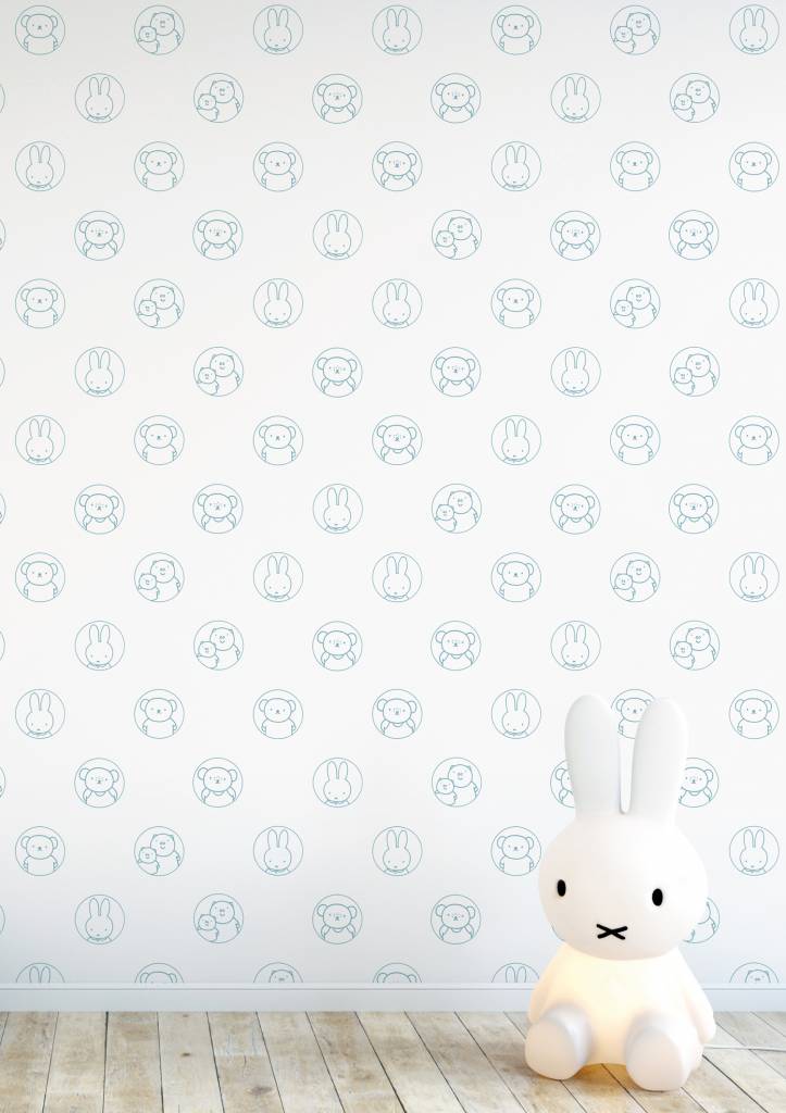 media image for Miffy Potraits Kids Wallpaper in Blue by KEK Amsterdam 213