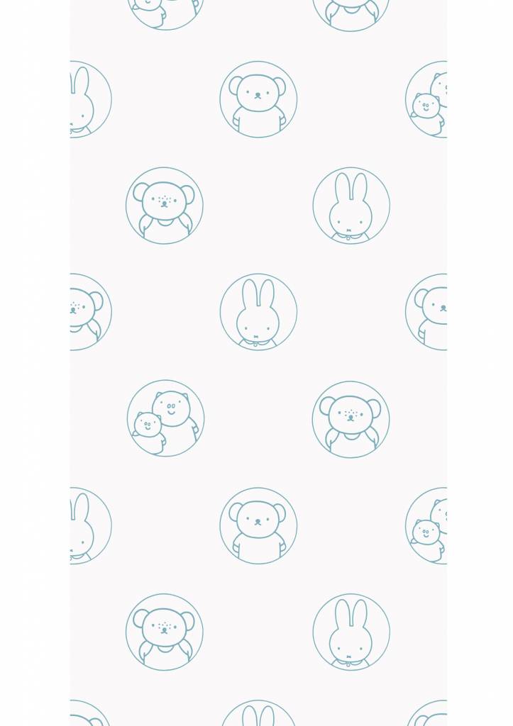 media image for Miffy Potraits Kids Wallpaper in Blue by KEK Amsterdam 290