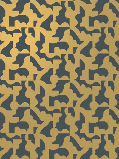 product image for Mixed Signals Wallpaper in Gold on Charcoal by Thatcher Studio 16