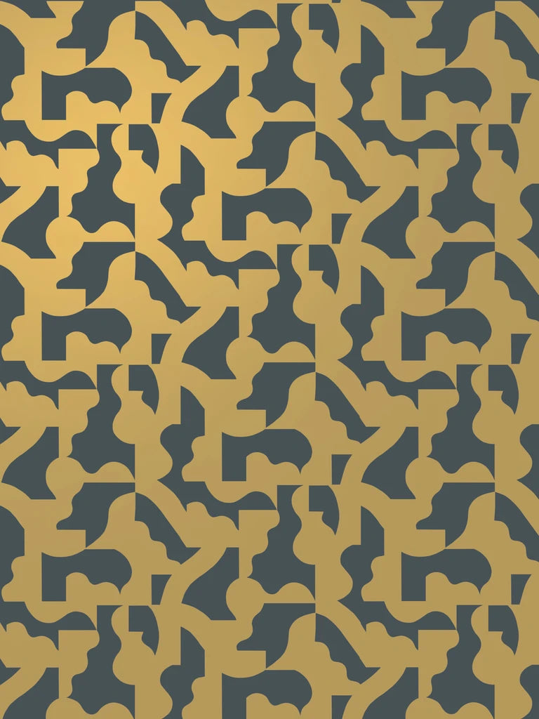 media image for Mixed Signals Wallpaper in Gold on Charcoal by Thatcher Studio 214