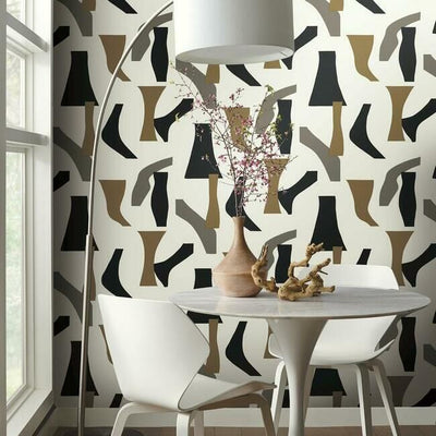 product image for Modernist Peel & Stick Wallpaper in Black and Gold by York Wallcoverings 3