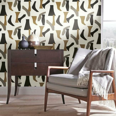 product image for Modernist Peel & Stick Wallpaper in Black and Gold by York Wallcoverings 6