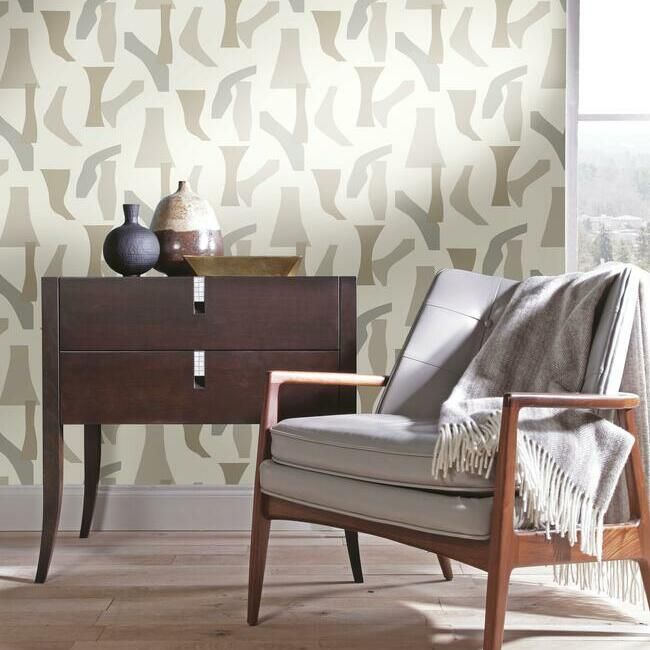 media image for Modernist Peel & Stick Wallpaper in Neutral by York Wallcoverings 22