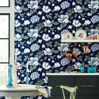 product image for Morning Garden Wallpaper in Navy from the Grandmillennial Collection by York Wallcoverings 22