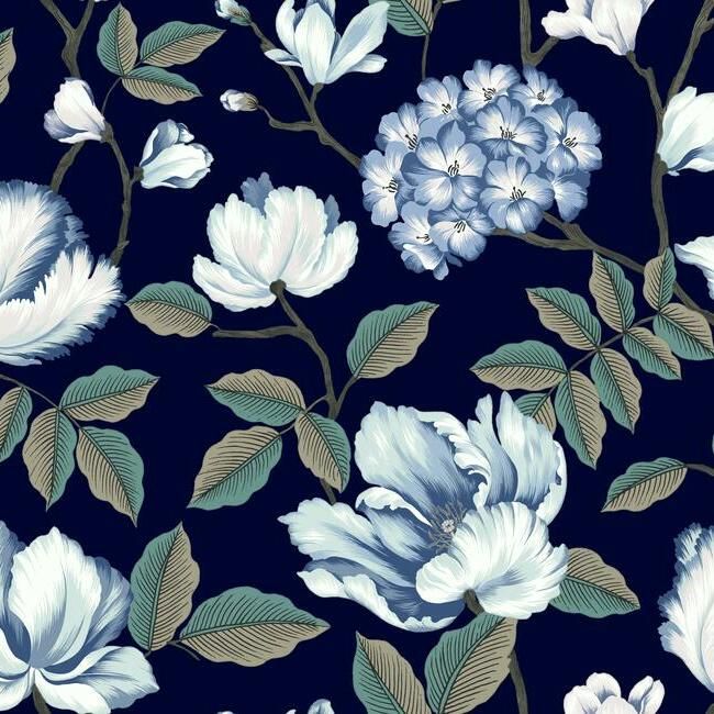 media image for Morning Garden Wallpaper in Navy from the Grandmillennial Collection by York Wallcoverings 27