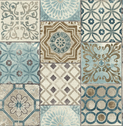 product image of Moroccan Tile Peel-and-Stick Wallpaper in Neutrals and Greys by NextWall 588