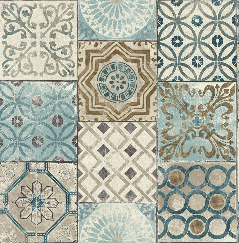 media image for Moroccan Tile Peel-and-Stick Wallpaper in Neutrals and Greys by NextWall 21