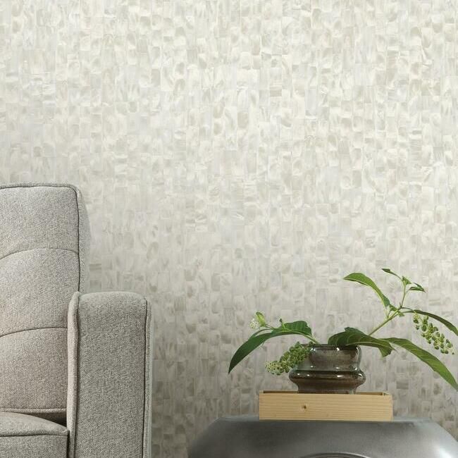 media image for Mother Of Pearl Peel & Stick Wallpaper in Neutral from the Stonecraft Collection by York Wallcoverings 259