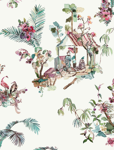 product image for Signature Toile Chinoise Teal Wallpaper by Nina Campbell 8