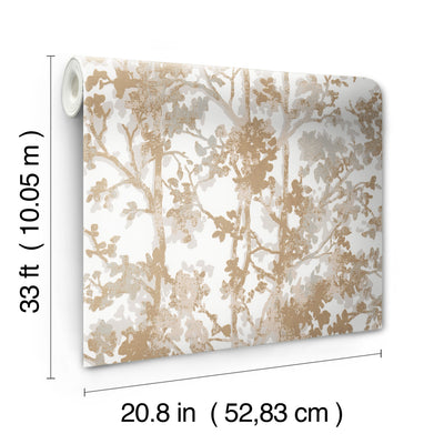 product image for Shimmering Foliage Wallpaper in White/Gold from the Modern Metals Second Edition 13