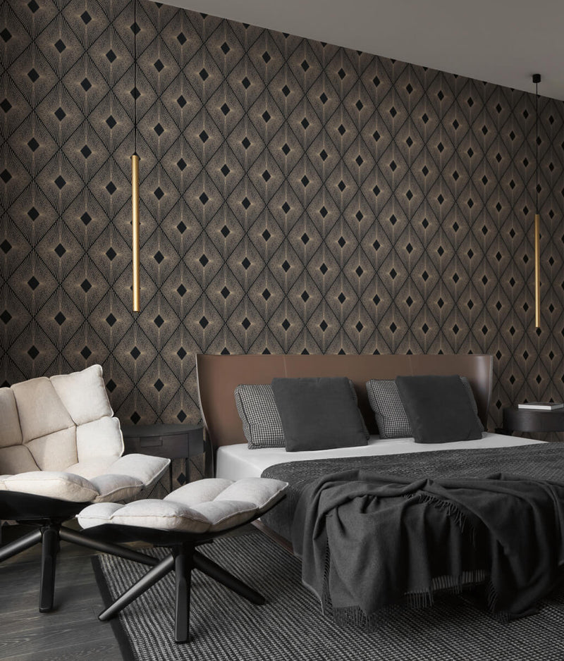 media image for Harlowe Wallpaper in Black/Gold from the Modern Metals Second Edition 247