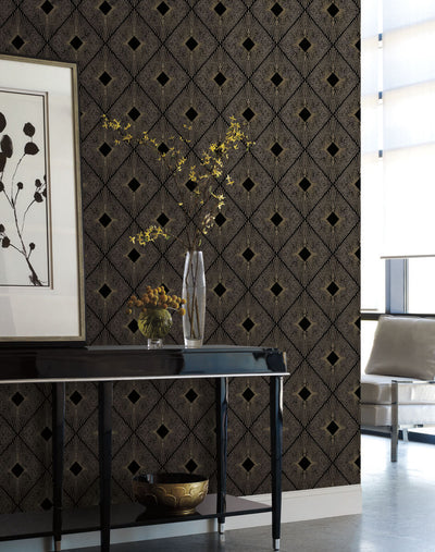 product image for Harlowe Wallpaper in Black/Gold from the Modern Metals Second Edition 81