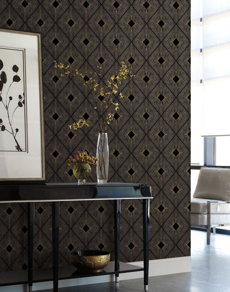 media image for Harlowe Wallpaper in Black/Gold from the Modern Metals Second Edition 234