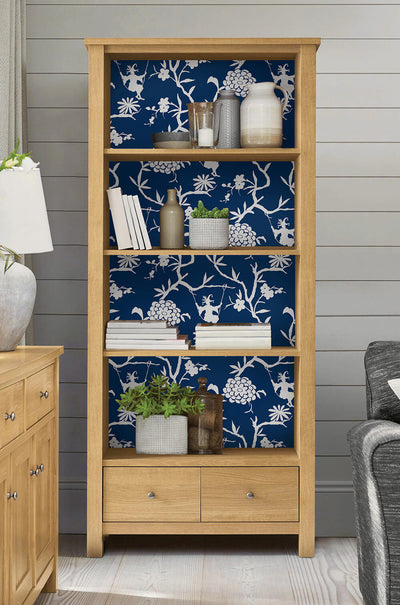 product image for Chinoiserie Silhouette Peel-and-Stick Wallpaper in Navy by NextWall 19