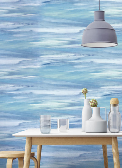 product image for Sirius Brushstroke Peel-and-Stick Wallpaper in Lakeside and Mint by NextWall 20