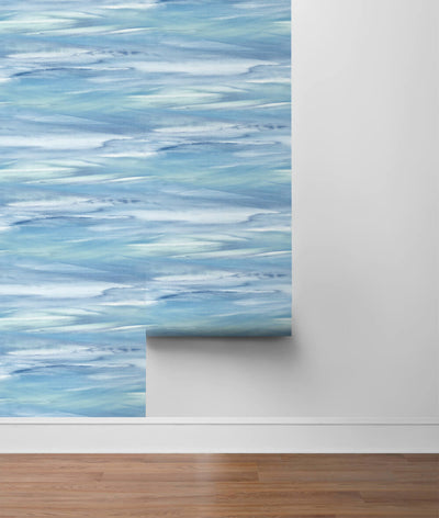 product image for Sirius Brushstroke Peel-and-Stick Wallpaper in Lakeside and Mint by NextWall 50