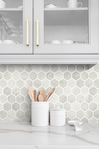 product image for Inlay Hexagon Peel-and-Stick Wallpaper in Cream Neutral by NextWall 53