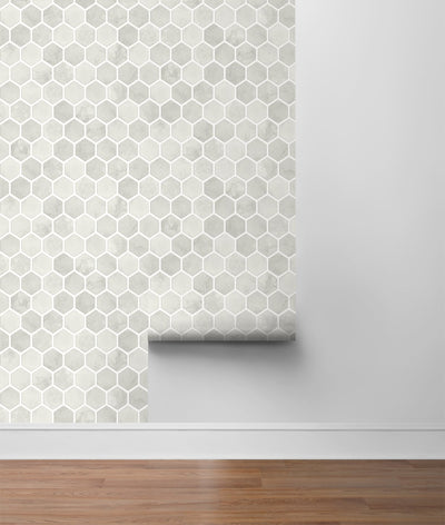 product image for Inlay Hexagon Peel-and-Stick Wallpaper in Cream Neutral by NextWall 98