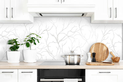 product image for Delicate Branches Peel-and-Stick Wallpaper in Silver by NextWall 87