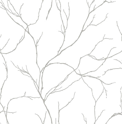 product image for Delicate Branches Peel-and-Stick Wallpaper in Silver by NextWall 4