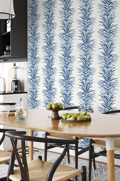 product image for Leaf Stripe Peel-and-Stick Wallpaper in Carolina Blue by NextWall 35