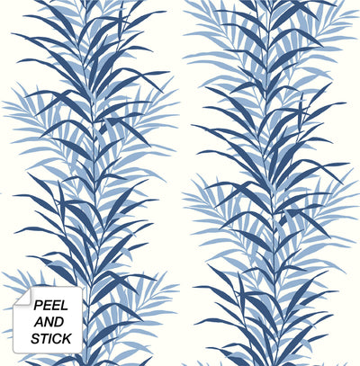 product image for Leaf Stripe Peel-and-Stick Wallpaper in Carolina Blue by NextWall 50