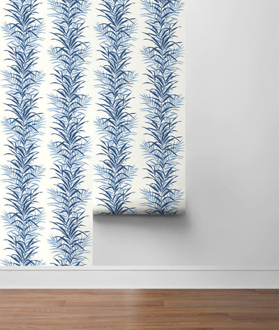 product image for Leaf Stripe Peel-and-Stick Wallpaper in Carolina Blue by NextWall 0