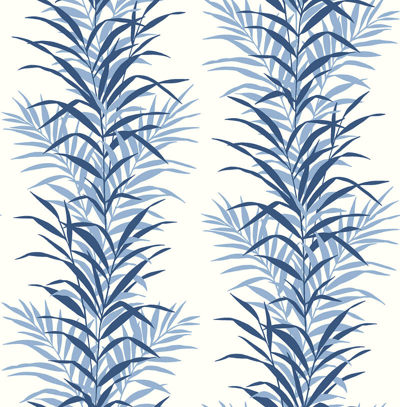 media image for Leaf Stripe Peel-and-Stick Wallpaper in Carolina Blue by NextWall 256