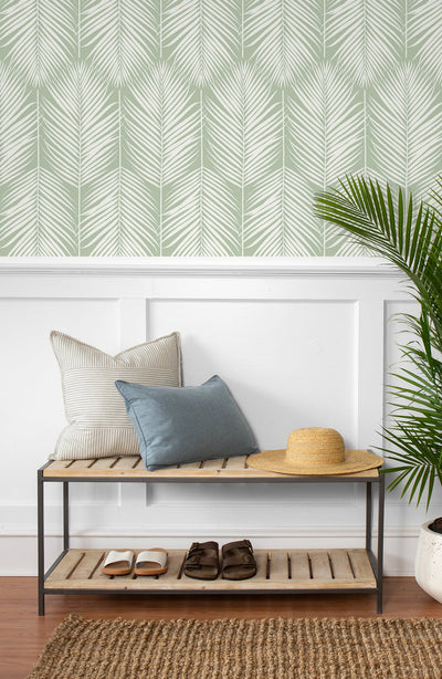 product image for Palm Silhouette Peel-and-Stick Wallpaper in Pastel Green by NextWall 77