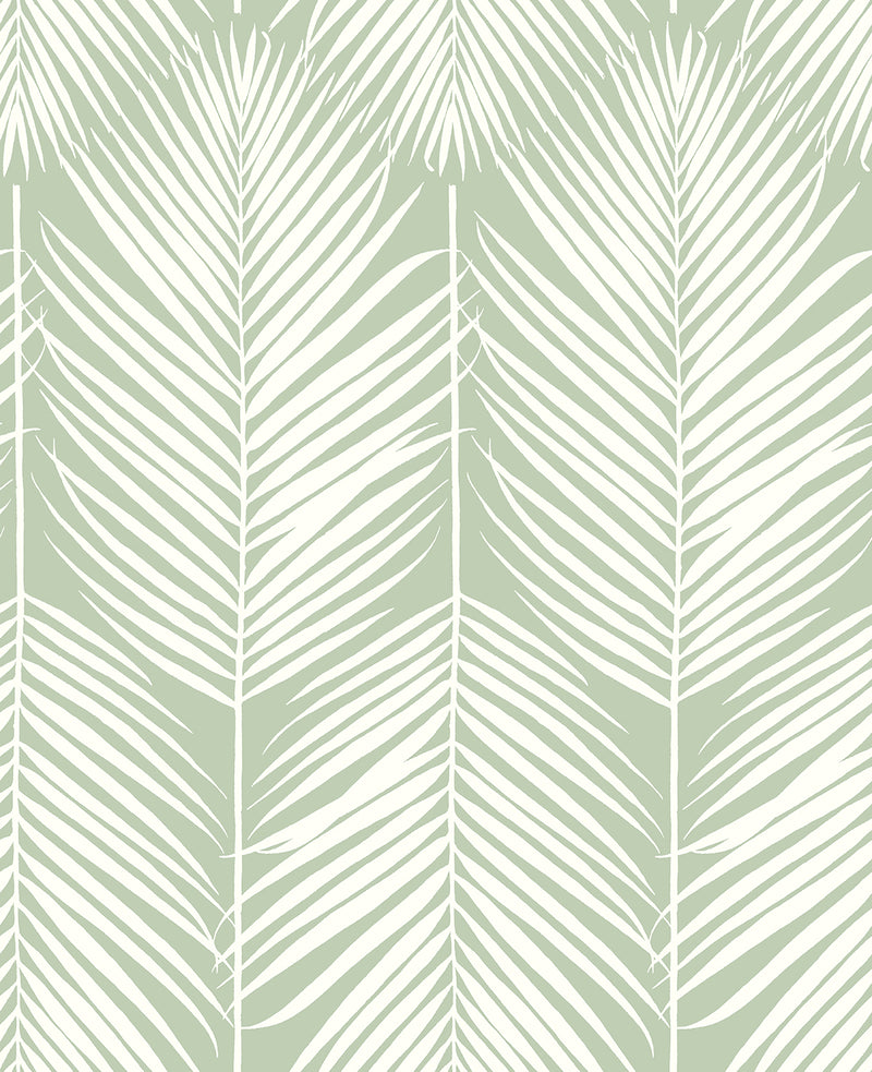 media image for Palm Silhouette Peel-and-Stick Wallpaper in Pastel Green by NextWall 272