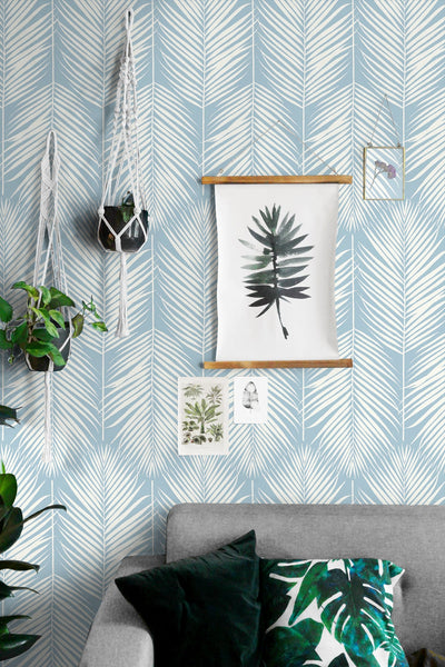 product image for Palm Silhouette Peel-and-Stick Wallpaper in Hampton Blue by NextWall 20