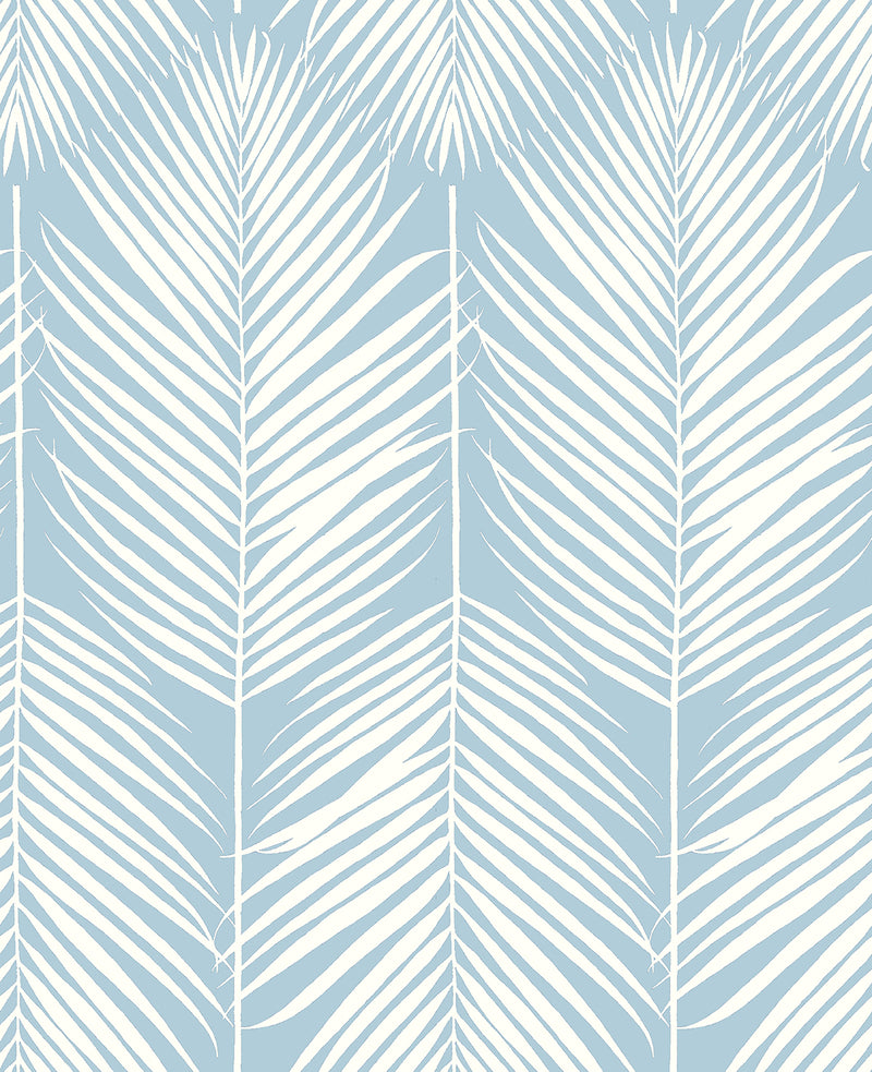 media image for Palm Silhouette Peel-and-Stick Wallpaper in Hampton Blue by NextWall 229