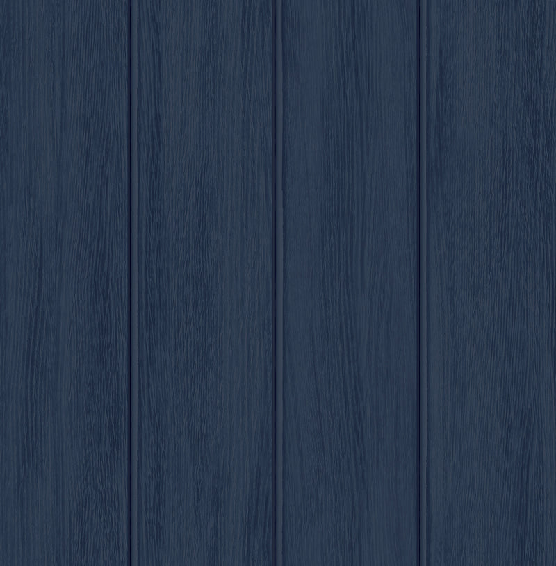 media image for Wood Panel Naval Blue Peel-and-Stick Wallpaper by NextWall 234