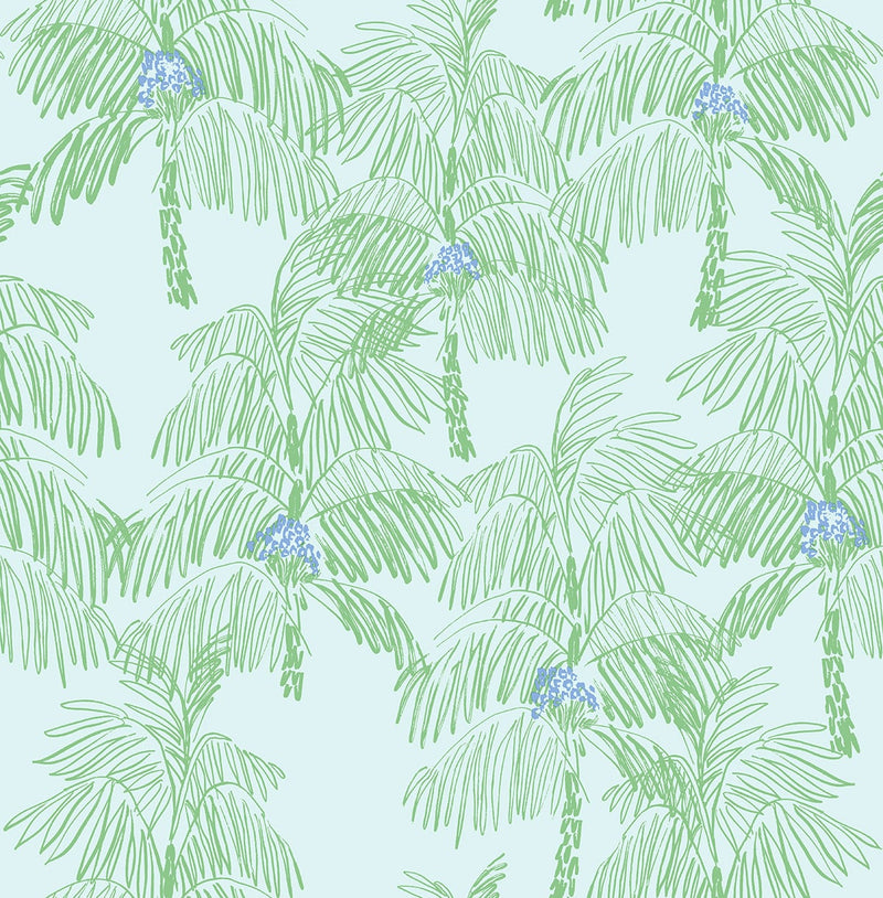 media image for sample palm beach peel and stick wallpaper in baby blue and seafoam by nextwall 1 279