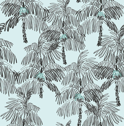 product image of Palm Beach Peel-and-Stick Wallpaper in Sky Blue and Black by NextWall 537