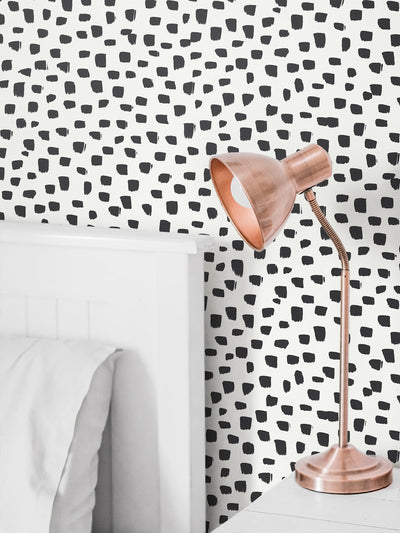 product image for Speckled Dot Peel-and-Stick Wallpaper in Black and White by NextWall 7