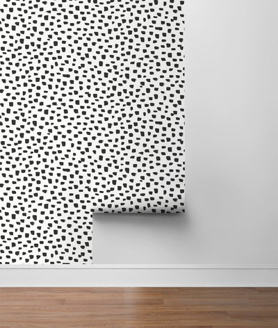 product image for Speckled Dot Peel-and-Stick Wallpaper in Black and White by NextWall 45