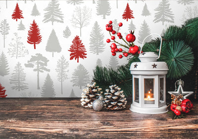 product image for Winter Forest Peel-and-Stick Wallpaper in Grey and Red by NextWall 80