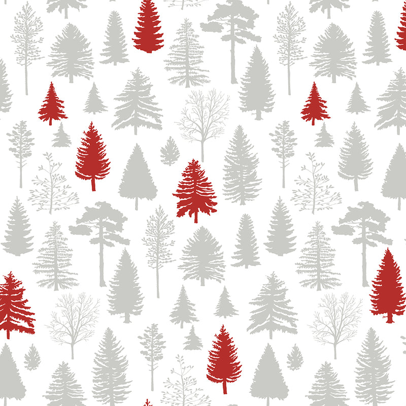 media image for Winter Forest Peel-and-Stick Wallpaper in Grey and Red by NextWall 223