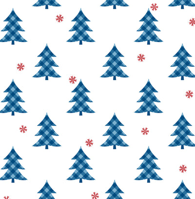 product image for Plaid Pines Wallpaper in Persian Blue and Red by NextWall 65