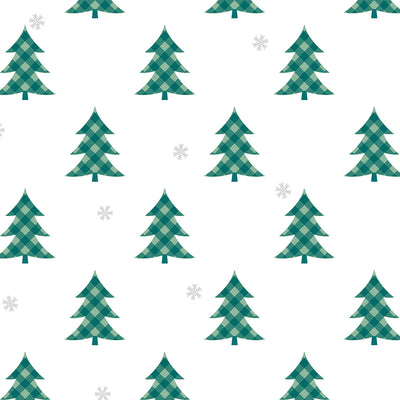 product image of Plaid Pines Wallpaper in Evergreen and Metallic Silver by NextWall 589