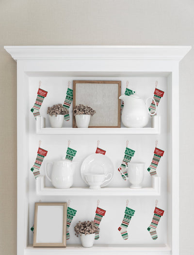 product image for Stockings Peel-and-Stick Wallpaper in Evergreen and Red by NextWall 41