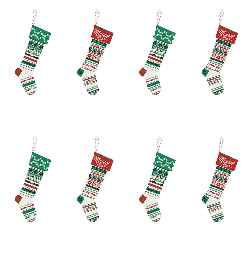 media image for Stockings Peel-and-Stick Wallpaper in Evergreen and Red by NextWall 243