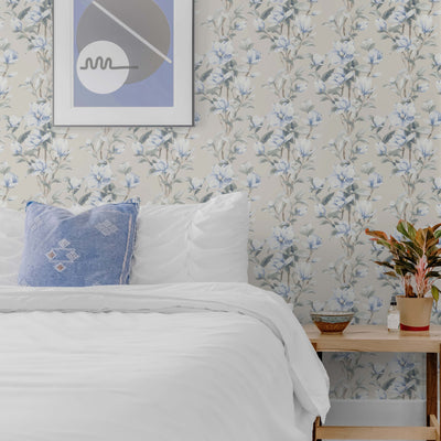 product image for Magnolia Trail Linen & French Blue Peel-and-Stick Wallpaper by NextWall 72