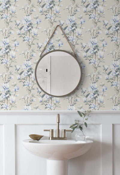 product image for Magnolia Trail Linen & French Blue Peel-and-Stick Wallpaper by NextWall 26