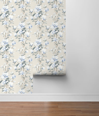 product image for Magnolia Trail Linen & French Blue Peel-and-Stick Wallpaper by NextWall 34