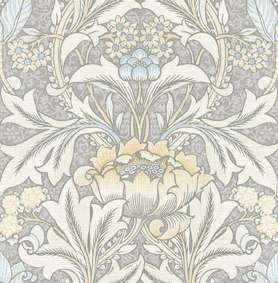 product image for Morris Flower Peel-and-Stick Wallpaper in Daydream Grey and Pearl Blue by NextWall 76